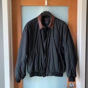 Faconnable water repellent leather collar jacket